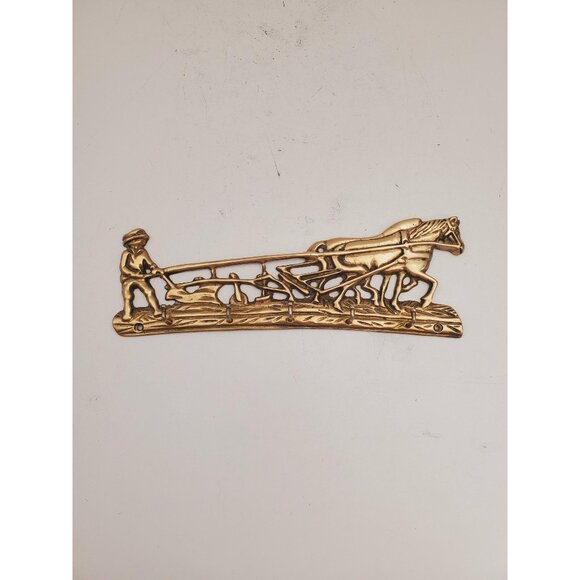 Vintage Brass Wall Key Holder Rack with five (5) Hooks | Mid Century Modern | - Picture 1 of 10